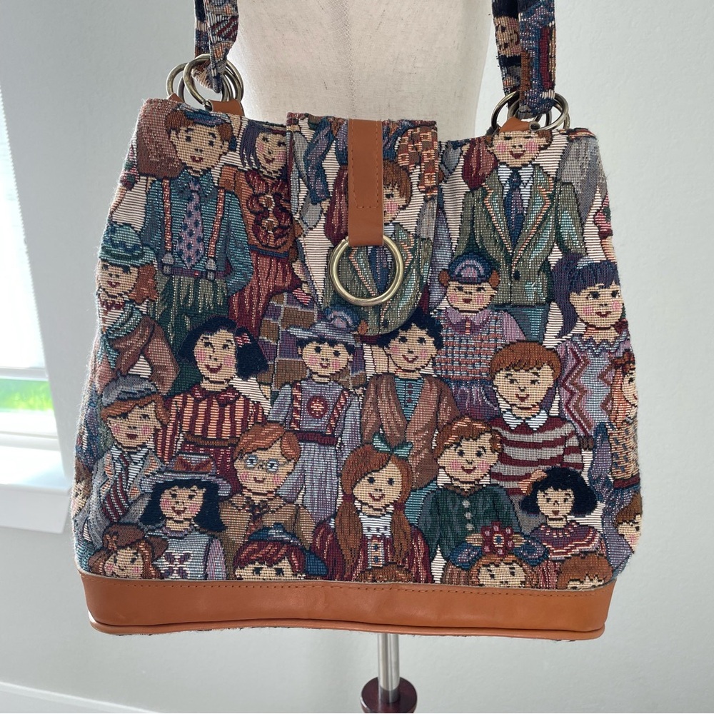 Tapestry Bucket Purse Travel Bag with People from around the world